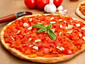 receta de pizza sin queso, pizza sin queso, pizza sin queso de tomate y ajo, pizza para intolerantes a la lactosa